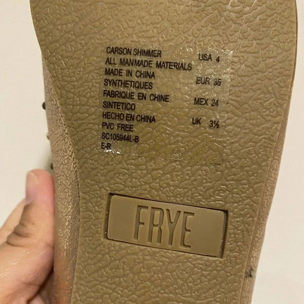 Frye Girls Youth Carson Shimmer Ballet Flat Rose Gold Slip On Shoe Casual Size 4 - Picture 6 of 9